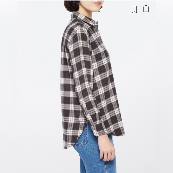 NWT | Madewell | Oversized Ex-Boyfriend Swing Shirt | Gray & Off-White | Large - Picture 8 of 12